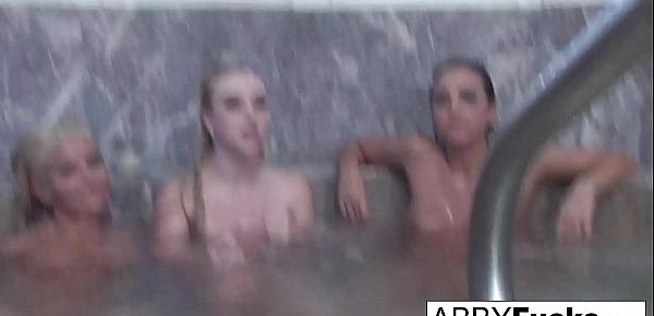  Three-way lesbian fun in a Jacuzzi with underwater fun!